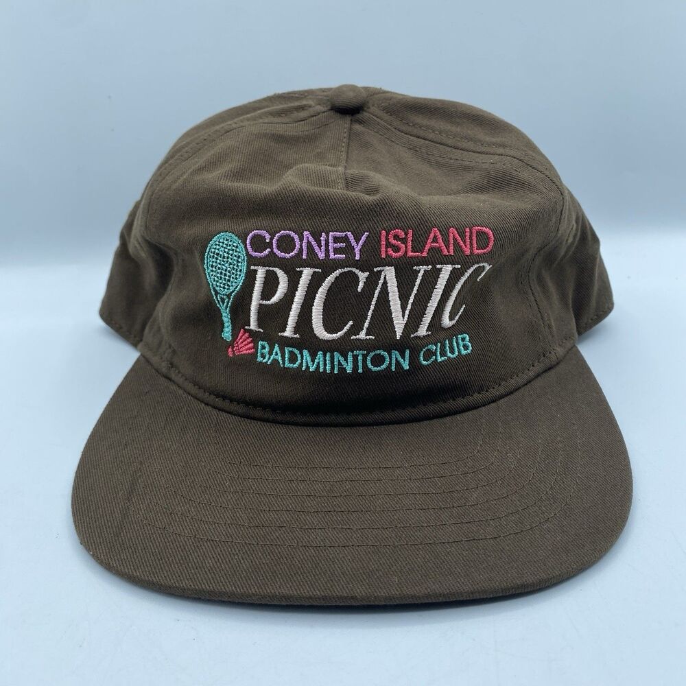 Coney Island Picnic HatBadminton Club Cotton Brown Baseball Cap Snapback NWOT